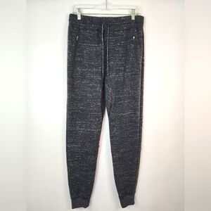 Men's Heather Greyish Black 3 Zip Pockets Drawstring Jogger Pants, sz SM